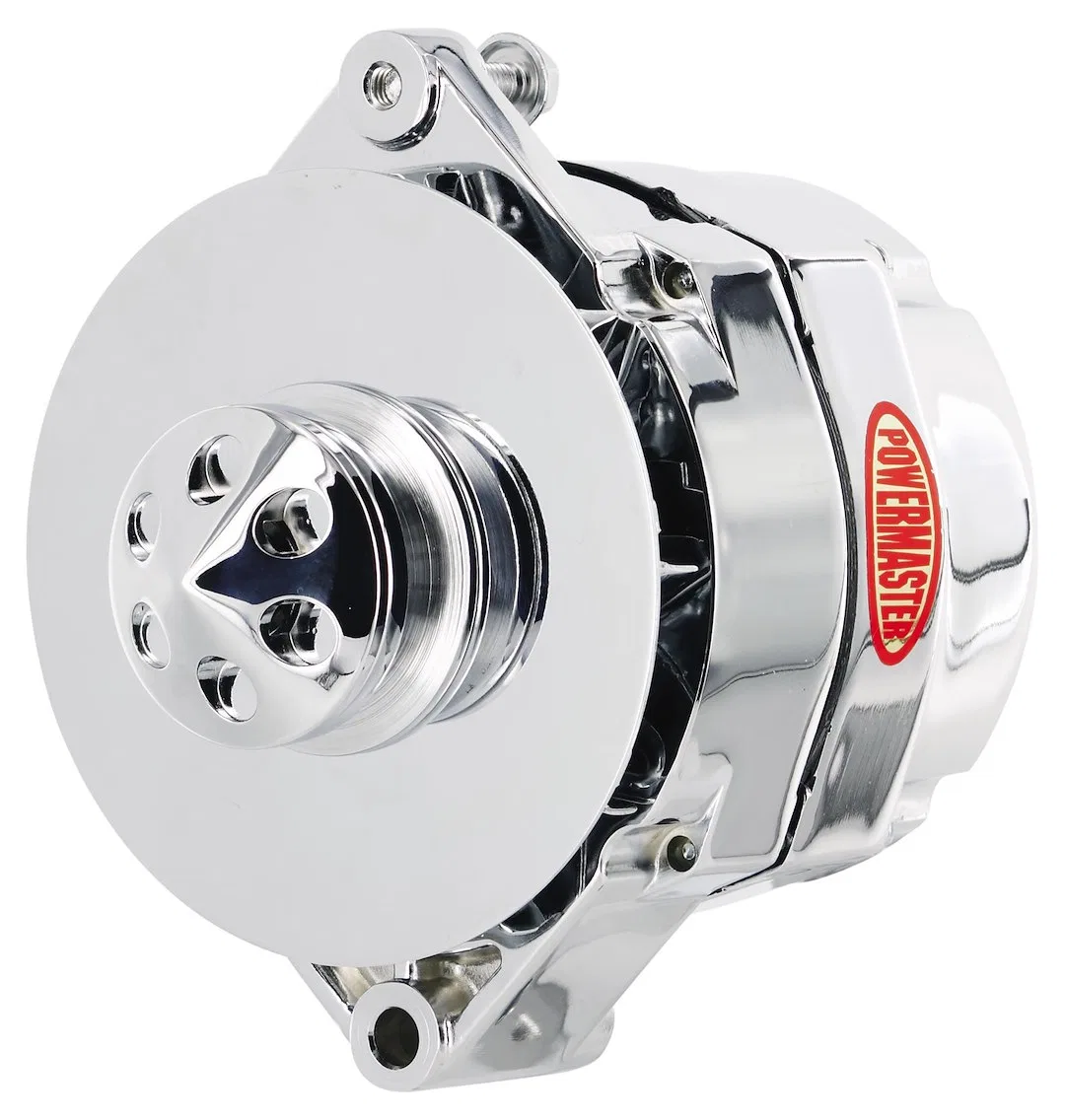 37294 – POWERMASTER Alternator/ Generator, Chevrolet/ GM 12si Style 1V-Belt Pulley 140 Amp Chrome With Baffle/ 6 Hole...